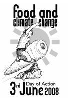Food Action day poster - people on flying carrots